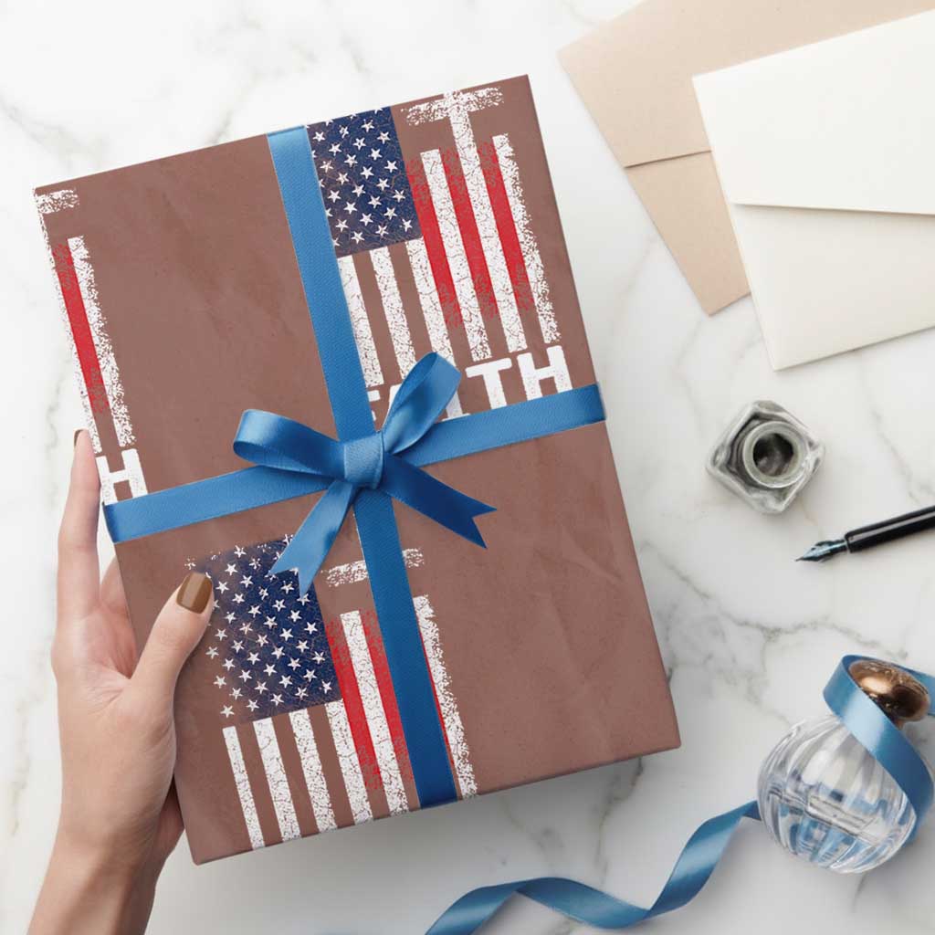 Faith Family Freedom Wrapping Paper Roll Charlie Kirk Patriotic Christian Vintage USA Flag - Wonder Print Shop