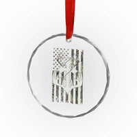 Faith Fishing Hunting Camo US Flag Cross With Hook Christian Crystal Glass Ornament TS11