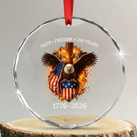 Faith Freedom 250 Years Crystal Glass Ornament Christian USA Independence 1776 2026 Bald Eagle