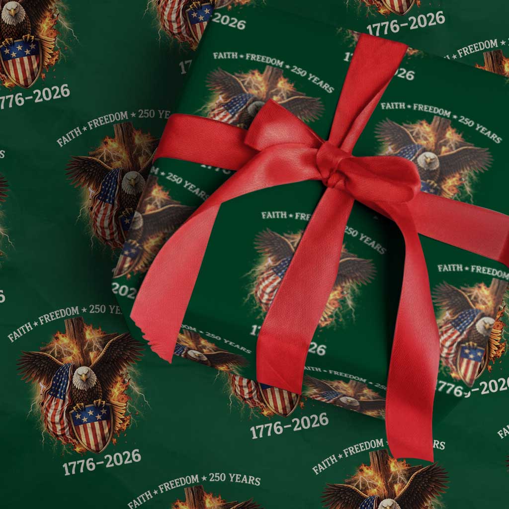 Faith Freedom 250 Years Wrapping Paper Roll Christian USA Independence 1776 2026 Bald Eagle