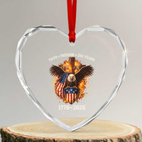 Faith Freedom 250 Years Heart Crystal Glass Ornament Christian USA Independence 1776 2026 Bald Eagle