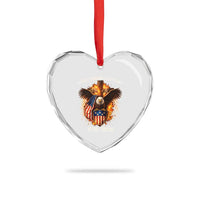 Faith Freedom 250 Years Heart Crystal Glass Ornament Christian USA Independence 1776 2026 Bald Eagle