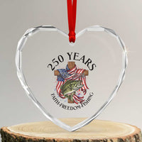 Faith Freedom Fishing Heart Crystal Glass Ornament 250 Years Of Christian Fish Hunting