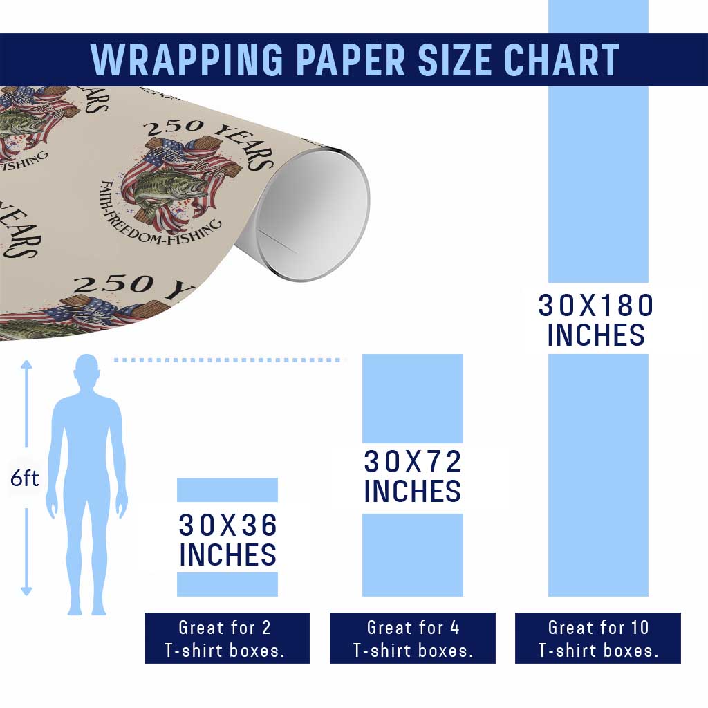Faith Freedom Fishing Wrapping Paper Roll 250 Years Of Christian Fish Hunting