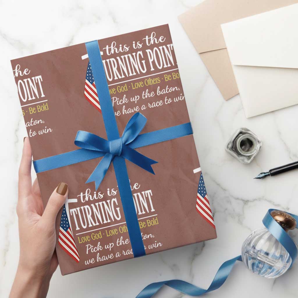 Faith Fueled Turning Point Wrapping Paper Roll Christian Patriot Cross and American Flag - Wonder Print Shop