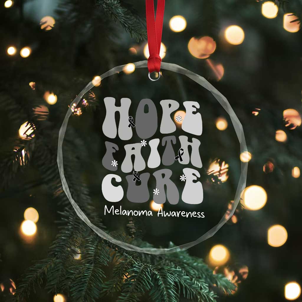 Faith Hope Cure Melanoma Awareness Crystal Glass Ornament Skin Cancer Fighter