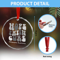 Faith Hope Cure Melanoma Awareness Crystal Glass Ornament Skin Cancer Fighter
