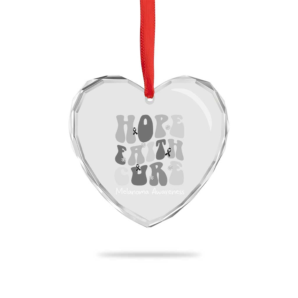 Faith Hope Cure Melanoma Awareness Heart Crystal Glass Ornament Skin Cancer Fighter