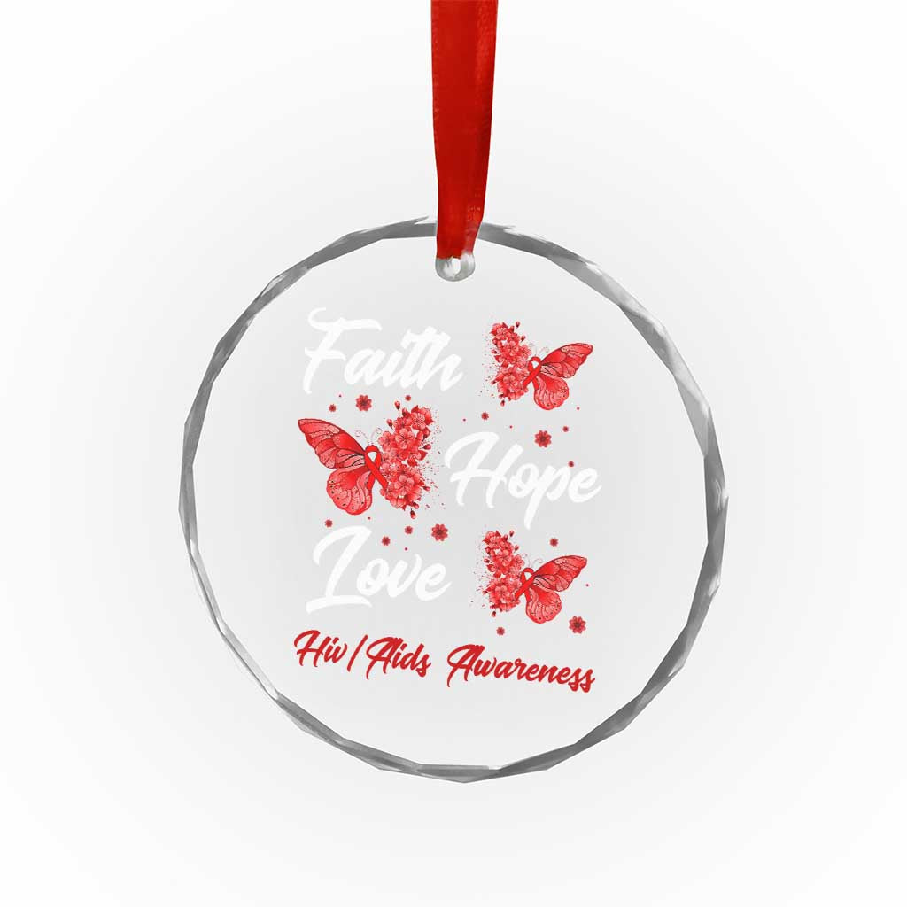 Faith Hope Love HIV AIDS Awareness Butterfly Gift Crystal Glass Ornament - Wonder Print Shop