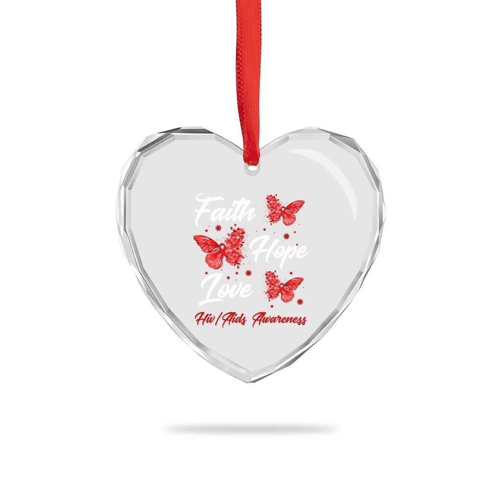 Faith Hope Love HIV AIDS Awareness Butterfly Gift Heart Crystal Glass Ornament - Wonder Print Shop