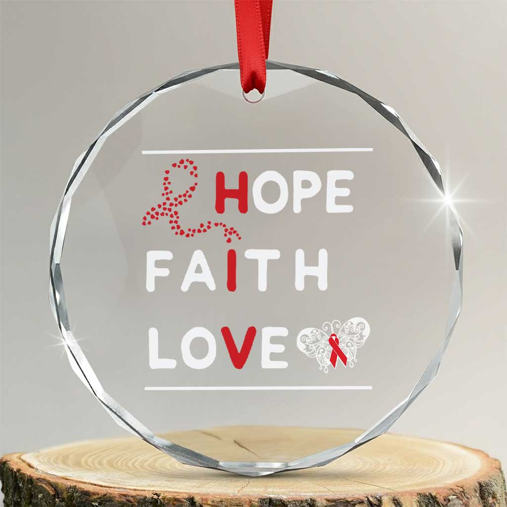 Faith Hope Love HIV AIDS Awareness Crystal Glass Ornament Hope Strength Empowerment Gift - Wonder Print Shop