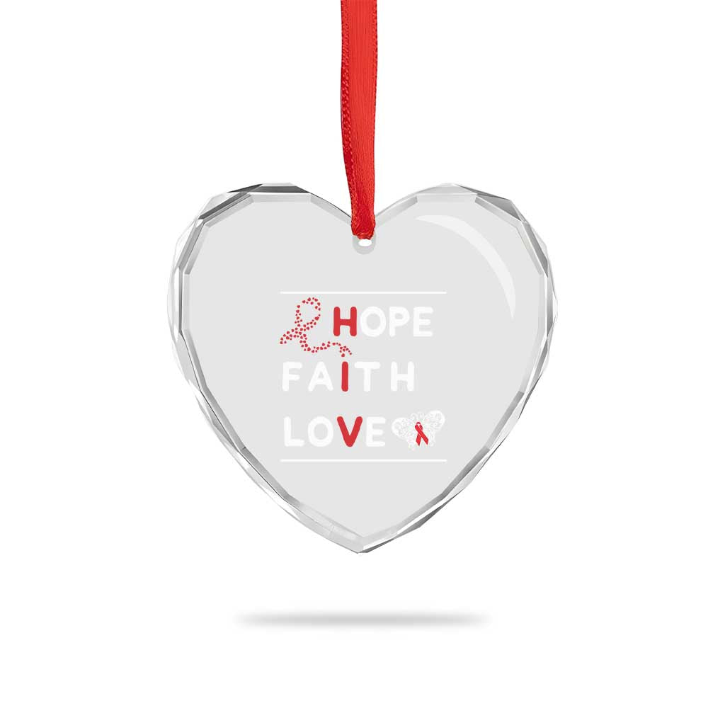 Faith Hope Love HIV AIDS Awareness Heart Crystal Glass Ornament Hope Strength Empowerment Gift - Wonder Print Shop