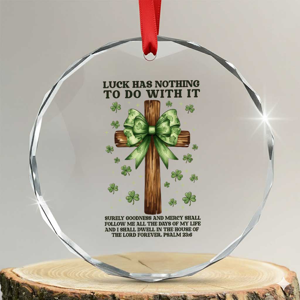 Faith Over Luck St Patrick's Day Crystal Glass Ornament Christian Jesus Bible Verse Psalm 23
