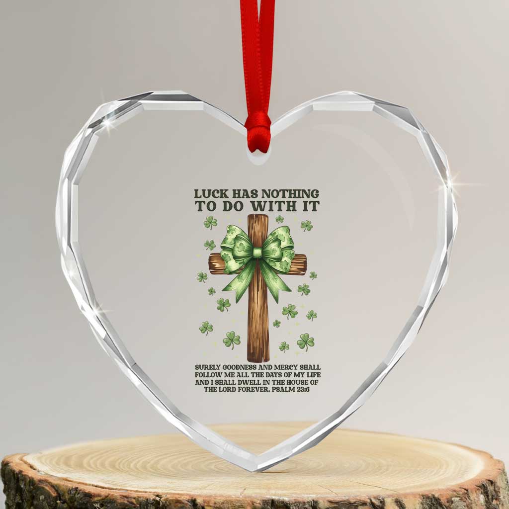 Faith Over Luck St Patrick's Day Heart Crystal Glass Ornament Christian Jesus Bible Verse Psalm 23