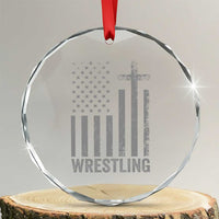 Faith Wrestling Crystal Glass Ornament Christian Wrestler American Flag Cross