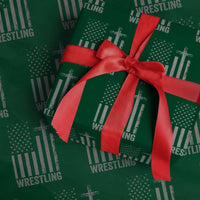 Faith Wrestling Wrapping Paper Roll Christian Wrestler American Flag Cross