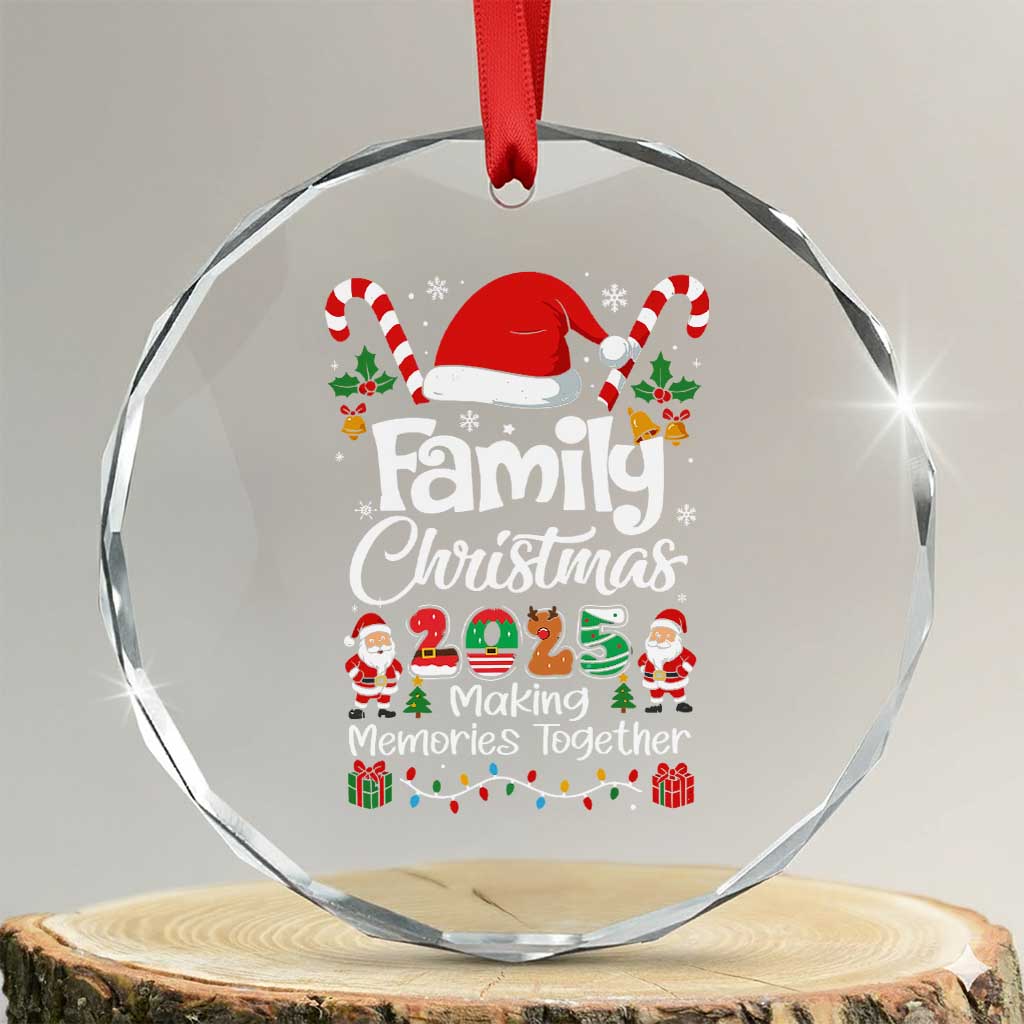 Family Christmas 2025 Crystal Glass Ornament Matching Xmas Squad Santa - Wonder Print Shop