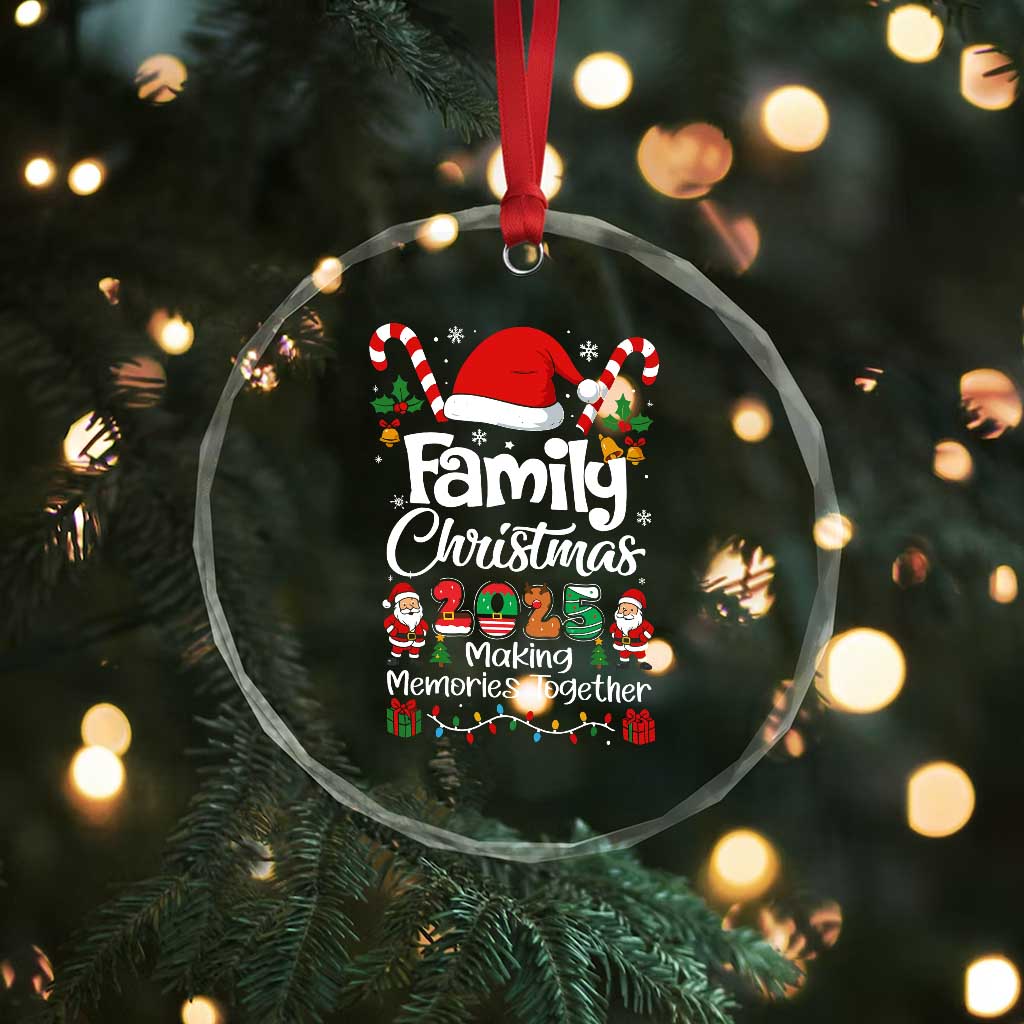 Family Christmas 2025 Crystal Glass Ornament Matching Xmas Squad Santa - Wonder Print Shop