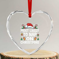 Family Matching Christmas Heart Crystal Glass Ornament Most Likely To Nap On Xmas - Wonder Print Shop