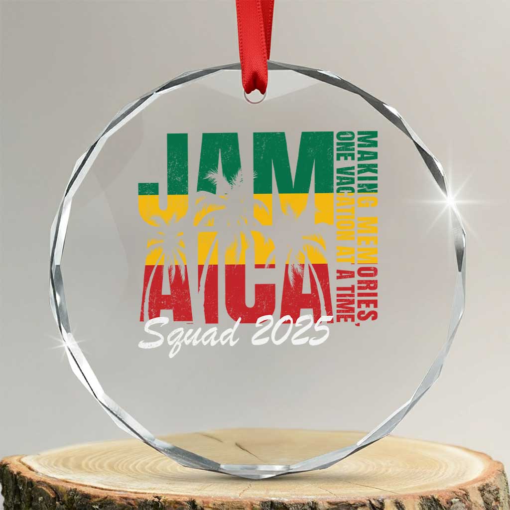 Family Vacation Jamaica 2025 Crystal Glass Ornament Matching Girls Trip Jamaica Squad - Wonder Print Shop