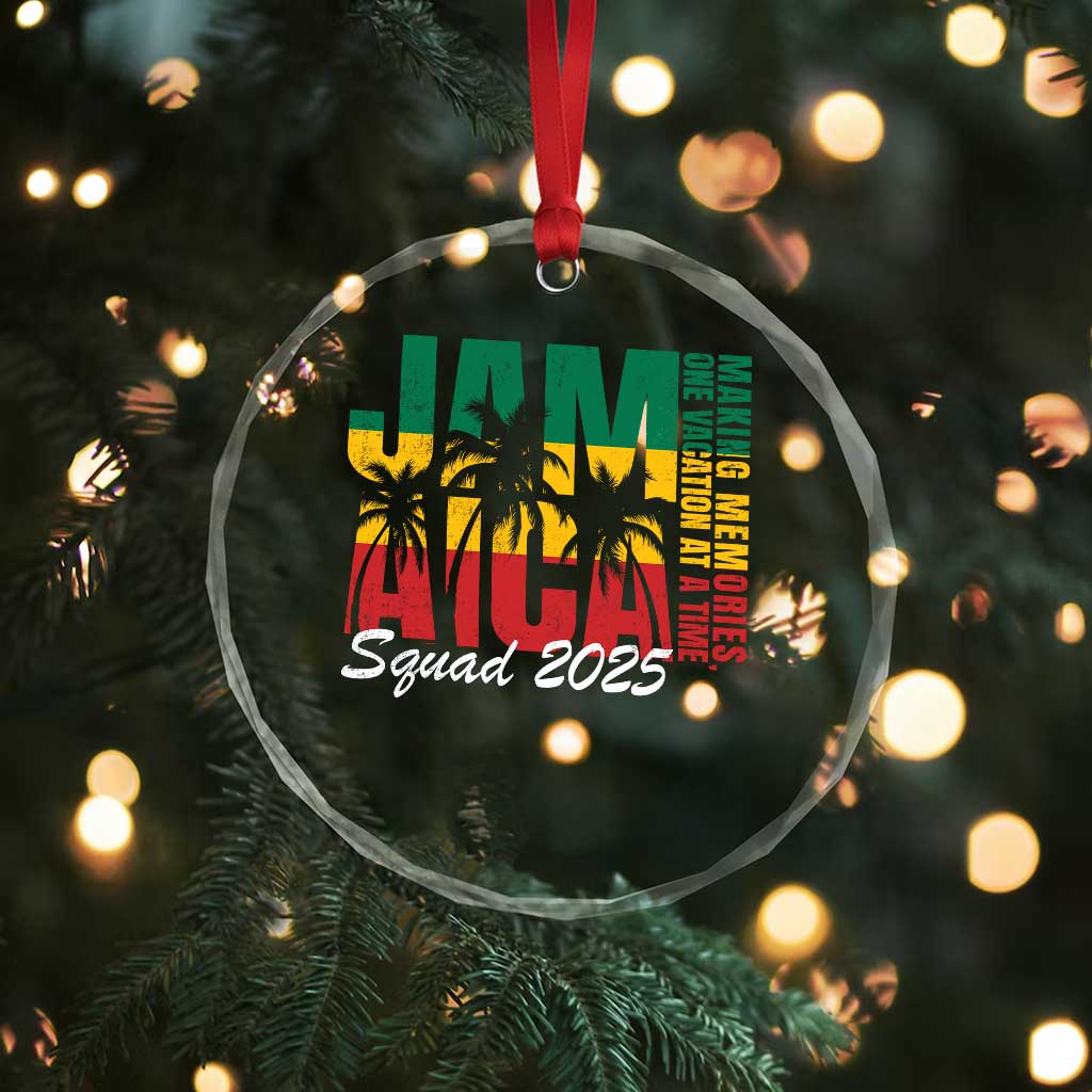 Family Vacation Jamaica 2025 Crystal Glass Ornament Matching Girls Trip Jamaica Squad - Wonder Print Shop