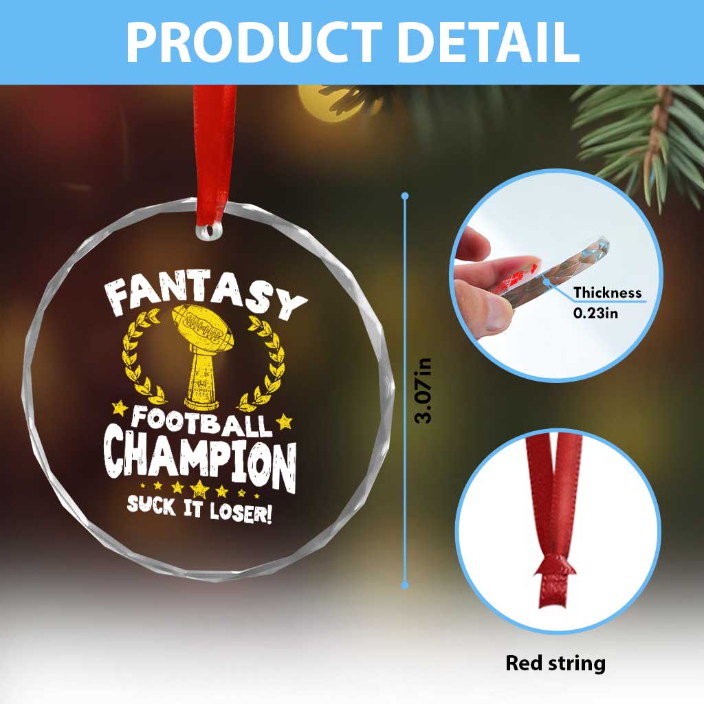 Fantasy Football Legend Crystal Glass Ornament Suck It Loser Funny Champ Champion Draft - Wonder Print Shop