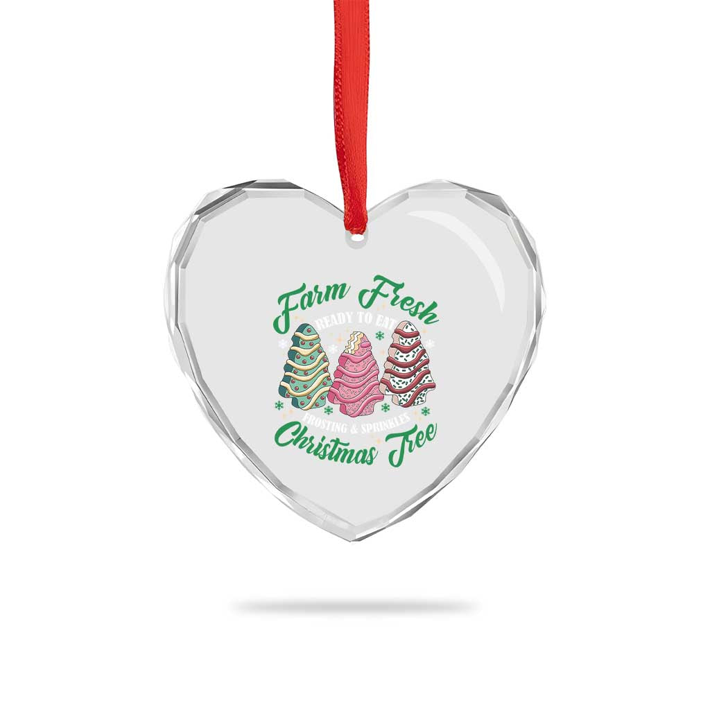 Farm Fresh Xmas Tree Cakes Heart Crystal Glass Ornament - Wonder Print Shop