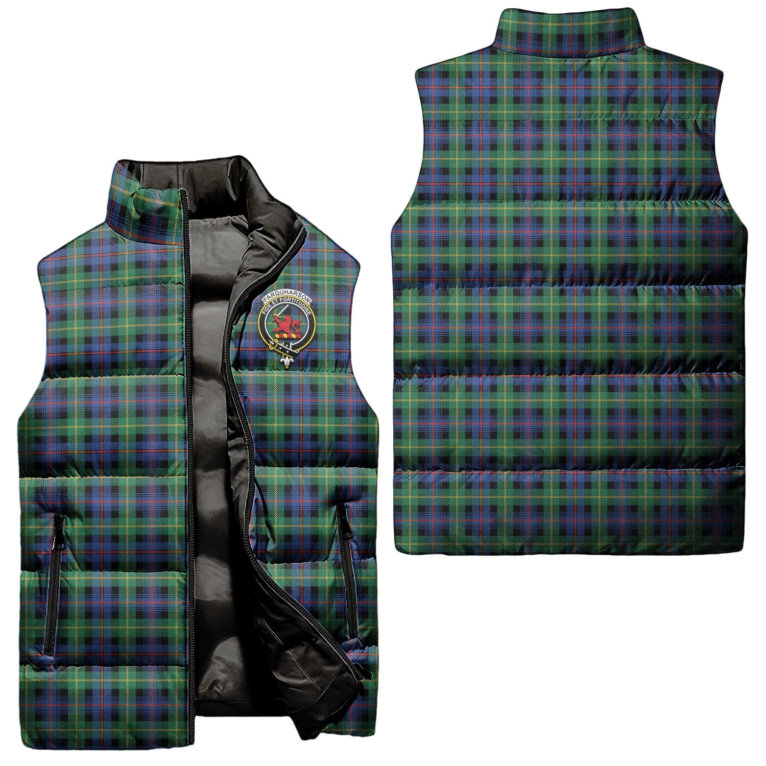 farquharson-ancient-clan-puffer-vest-family-crest-plaid-sleeveless-down-jacket