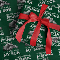 Father And Son Fishing Wrapping Paper Roll Asked God For A Fishing Partner Graphic