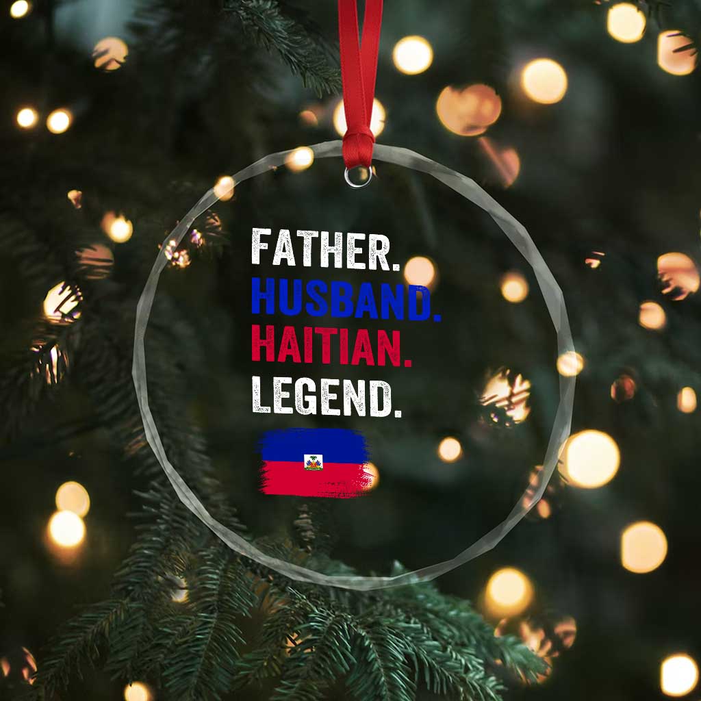 Father Husband Haitian Legend Crystal Glass Ornament Distressed Haiti Flag Dad Gift Father's Day