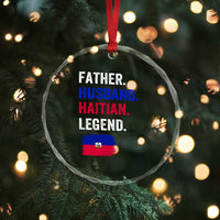 Father Husband Haitian Legend Crystal Glass Ornament Distressed Haiti Flag Dad Gift Father's Day