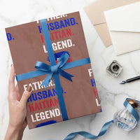 Father Husband Haitian Legend Wrapping Paper Roll Distressed Haiti Flag Dad Gift Father's Day
