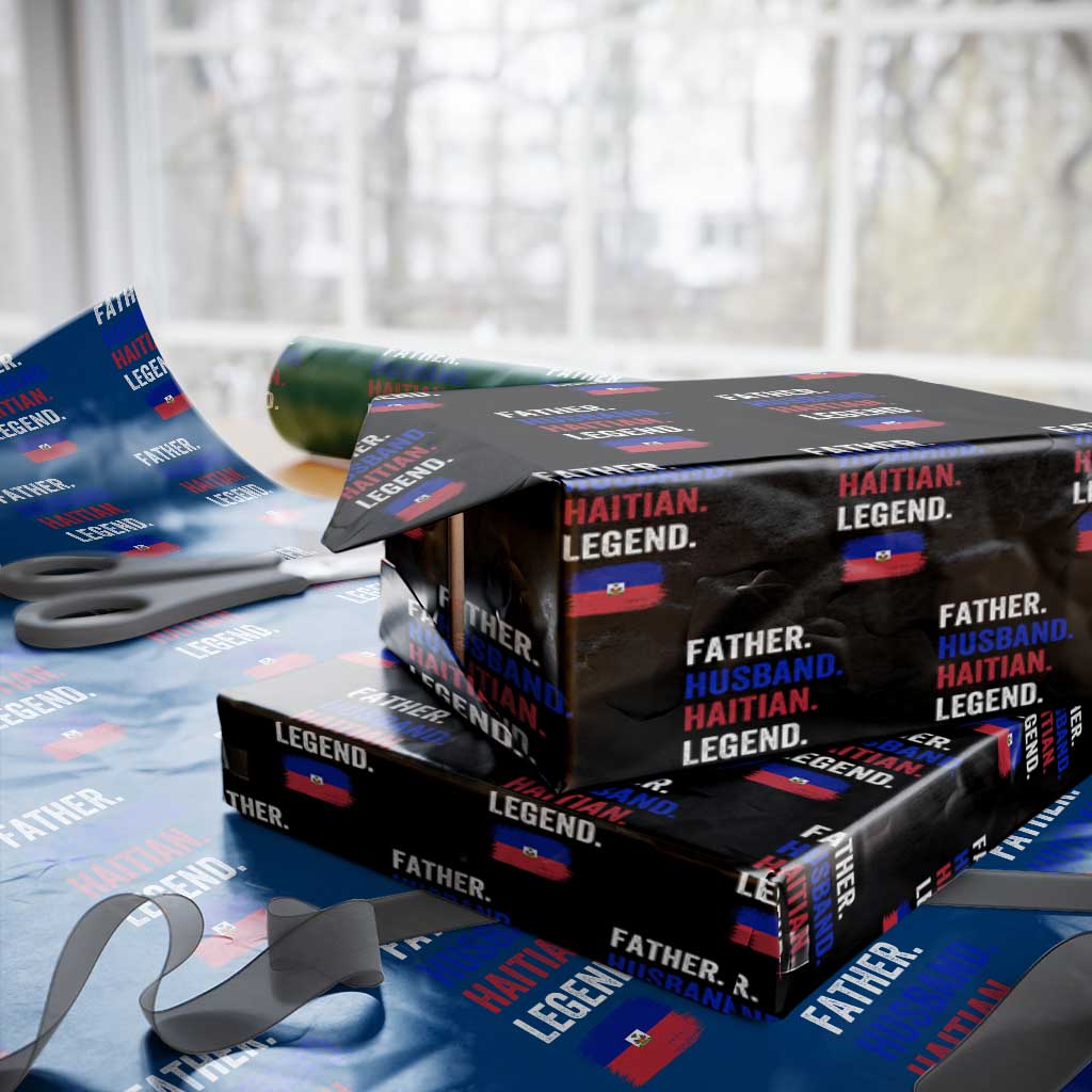 Father Husband Haitian Legend Wrapping Paper Roll Distressed Haiti Flag Dad Gift Father's Day