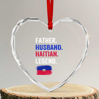 Father Husband Haitian Legend Heart Crystal Glass Ornament Distressed Haiti Flag Dad Gift Father's Day
