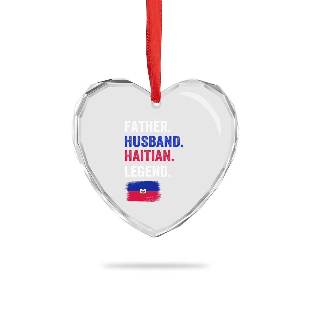 Father Husband Haitian Legend Heart Crystal Glass Ornament Distressed Haiti Flag Dad Gift Father's Day