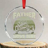 Father Mows Best Crystal Glass Ornament Lawn Mower Mowing Dad Retro Father's Day Gift - Wonder Print Shop