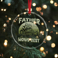 Father Mows Best Crystal Glass Ornament Lawn Mower Mowing Dad Retro Father's Day Gift - Wonder Print Shop