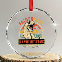 Fatherhood Is A Walk In The Park Dinosaur Dad Crystal Glass Ornament