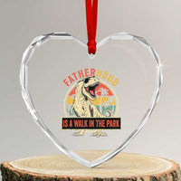 Fatherhood Is A Walk In The Park Dinosaur Dad Heart Crystal Glass Ornament
