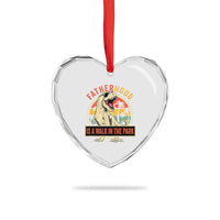 Fatherhood Is A Walk In The Park Dinosaur Dad Heart Crystal Glass Ornament