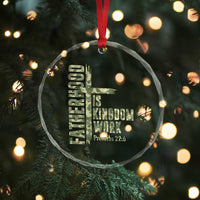 Fatherhood Is Kingdom Work Crystal Glass Ornament Camo Christian Fathers Day Gift