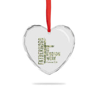 Fatherhood Is Kingdom Work Heart Crystal Glass Ornament Camo Christian Fathers Day Gift