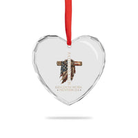 Fatherhood Is Kingdom Work Heart Crystal Glass Ornament Vintage American Flag Christian Dad Gift