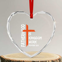 Fatherhood Is Kingdom Work Heart Crystal Glass Ornament Vintage Christian Dad Cross Bible Verse
