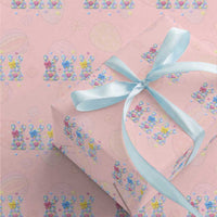 Faux Yarn Easter Bunny Effect Printed Wrapping Paper Roll Coquette Aesthetic Gift