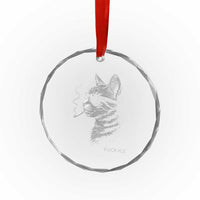 Fck Ice Crystal Glass Ornament Funny Cat  Smoking Anti ICE Meme