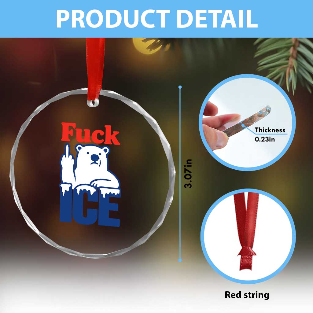 Fck Ice Crystal Glass Ornament Get The Fck Out Of Minneapolis Polar Bear