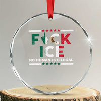 Fck Ice Crystal Glass Ornament Mexico Flag Mexican Immigrant Anti Immigration Enforcement