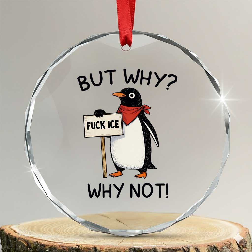Fck ICE Crystal Glass Ornament Nihilist Penguin Anti-Government Meme