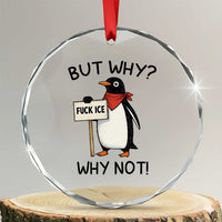 Fck ICE Crystal Glass Ornament Nihilist Penguin Anti-Government Meme
